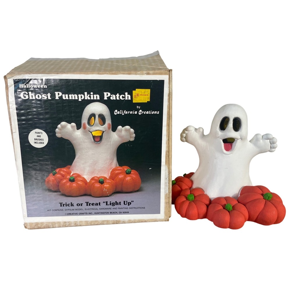 Vintage California Creations Ghost Pumpkin Patch Light Up Halloween Ceramic